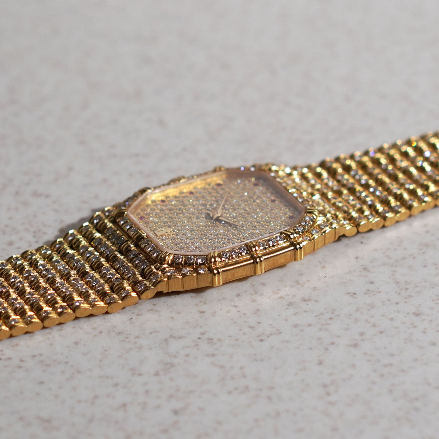 Audemars Piguet Bamboo, Diamond-set with Ruby Indexes, Yellow Gold