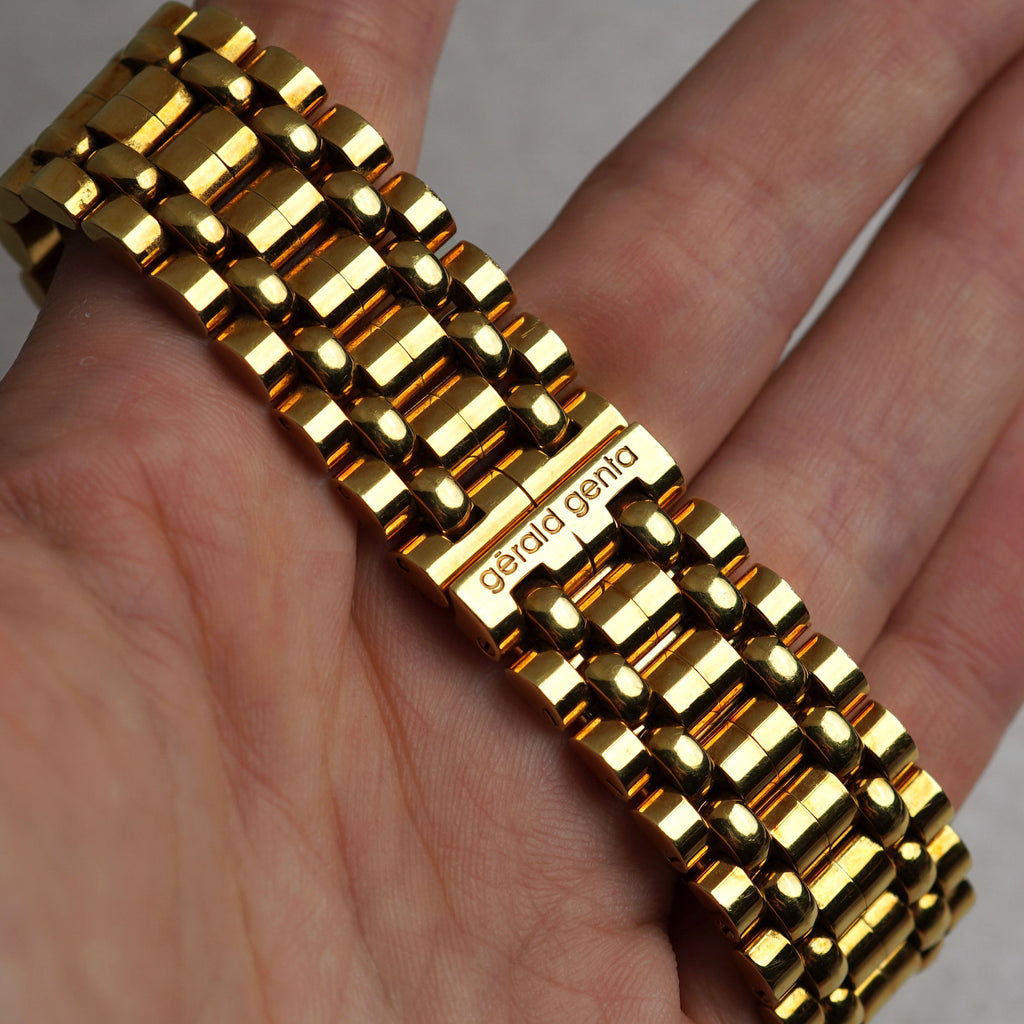 Gerald Genta Jumping Hour with Retrograde Minutes Bracelet Watch, Mother of Pearl Dial, Ref. G.3634, Yellow Gold