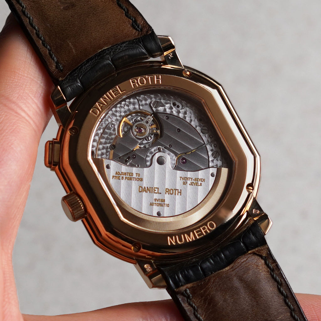 Daniel Roth Double Ellipse GMT, Grey “Pinstripe” Guilloché dial, Ref. N238, Rose Gold