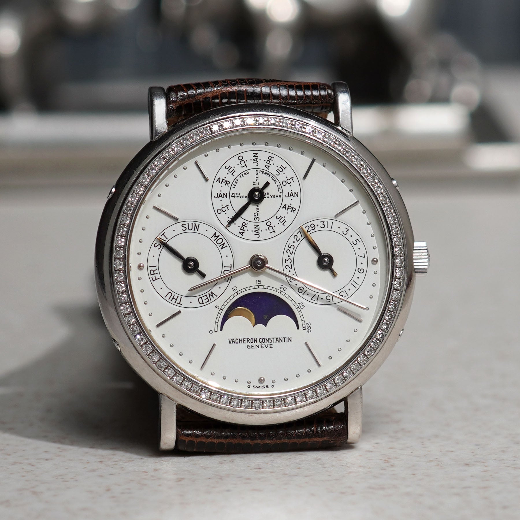Vacheron Constantin Perpetual Calendar, Factory-set diamond bezel, Ref. 43031/3, Platinum
