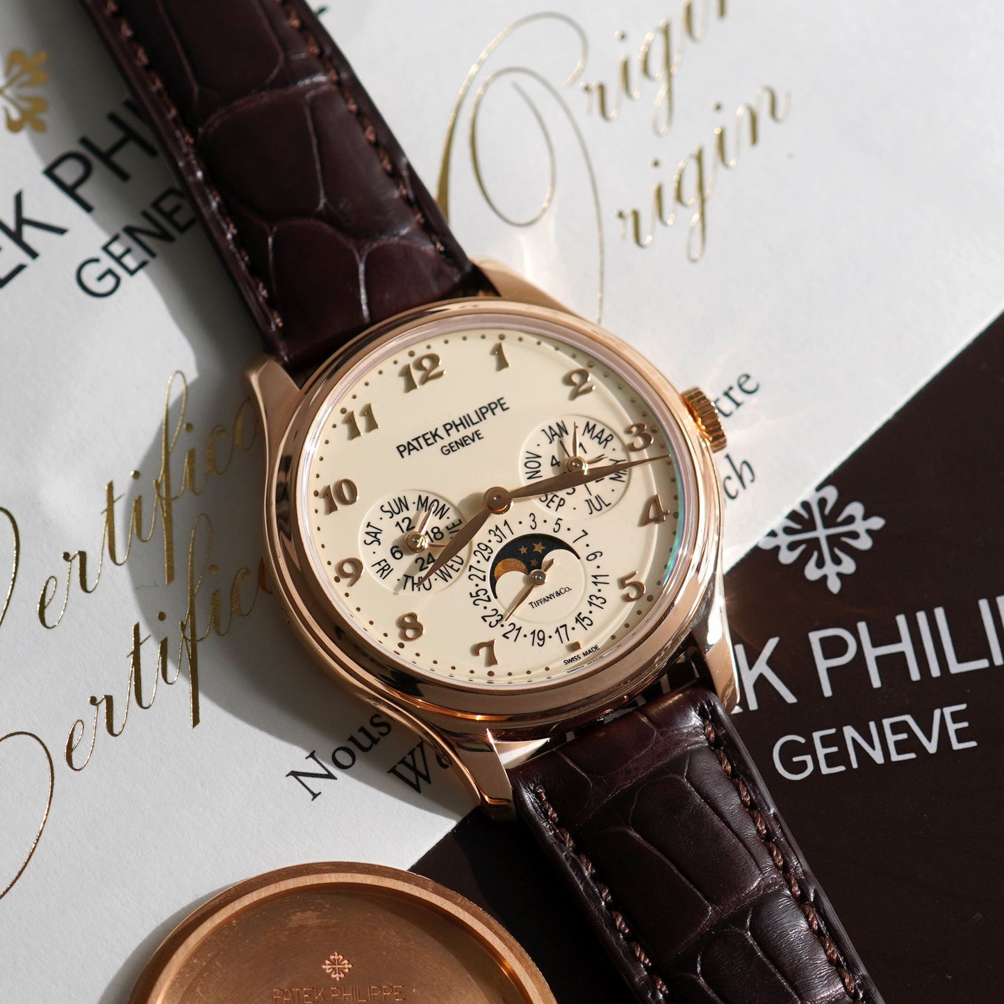 Patek Philippe Perpetual Calendar, Signed Tiffany & Co., Ref. 5327R, Rose Gold