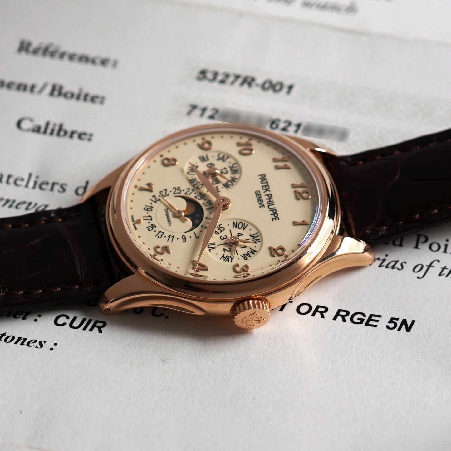 Patek Philippe Perpetual Calendar, Signed Tiffany & Co., Ref. 5327R, Rose Gold