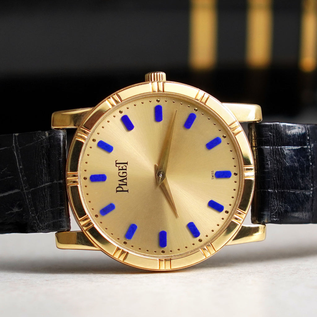 Piaget Dancer, Champagne Dial with Lapis Lazuli Hour Markers, Ref. 94023 N, Yellow Gold