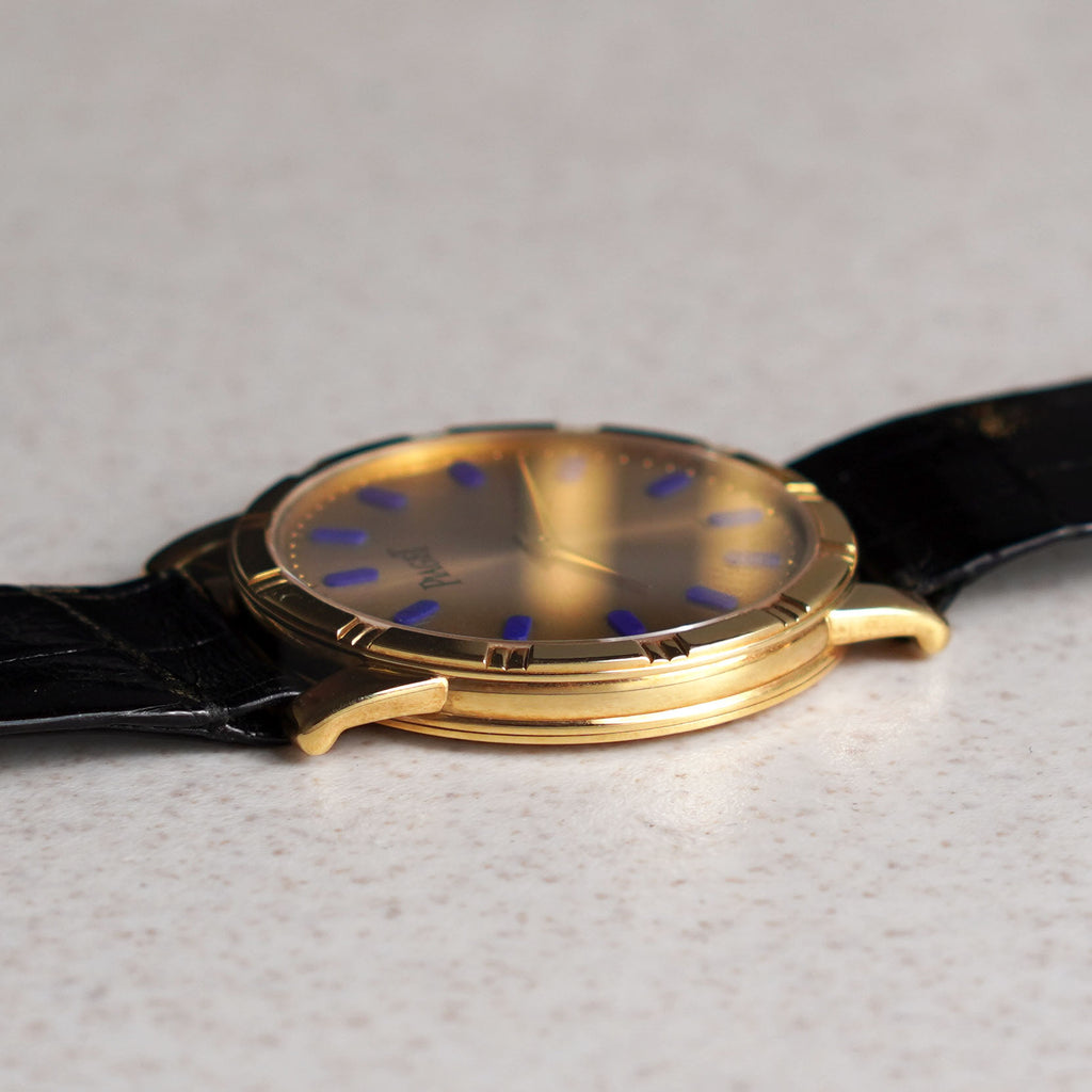 Piaget Dancer, Champagne Dial with Lapis Lazuli Hour Markers, Ref. 94023 N, Yellow Gold