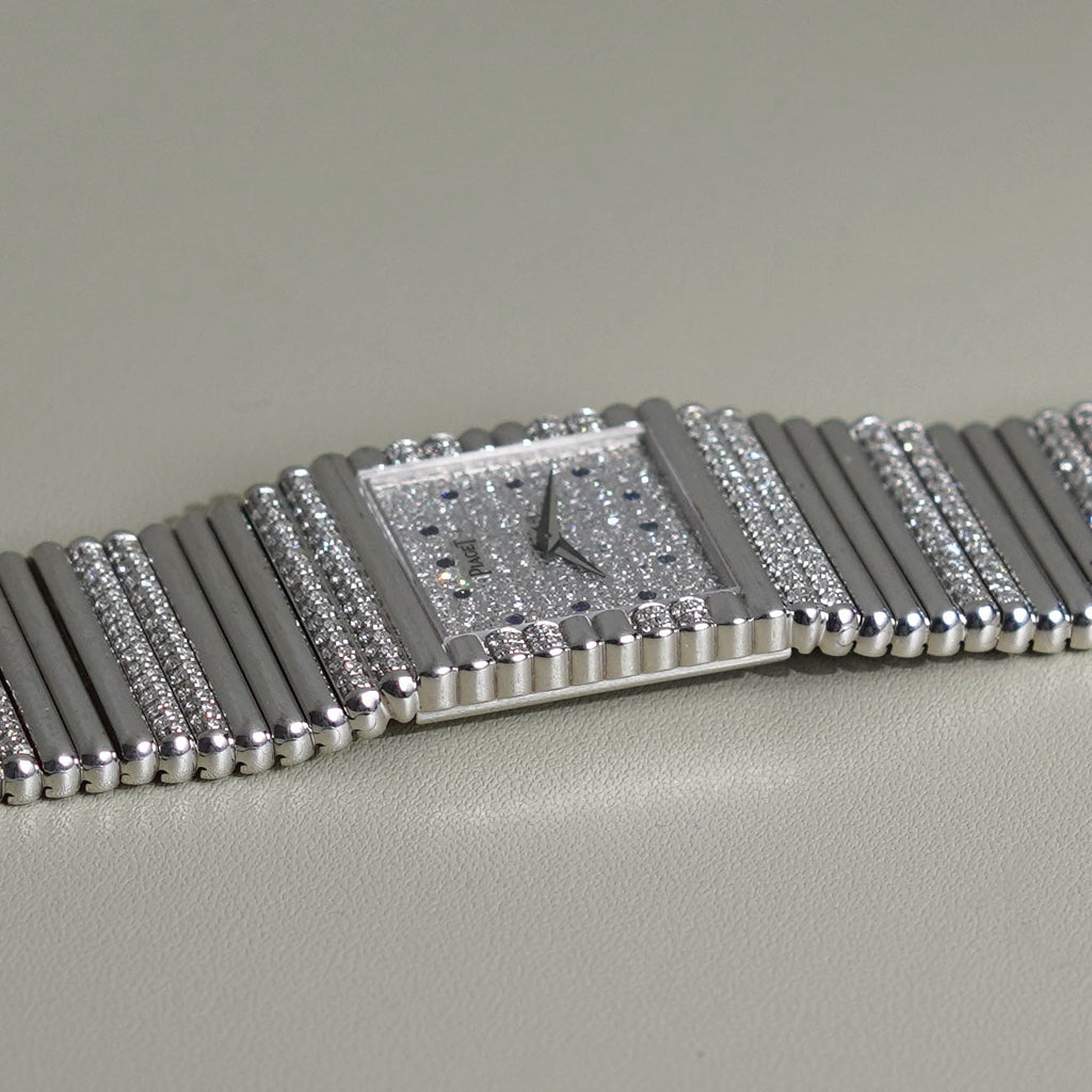 Piaget Emperador, Factory-Set Diamond Dial with Blue Sapphires, Diamond Bracelet, Ref. 9131C505, White Gold