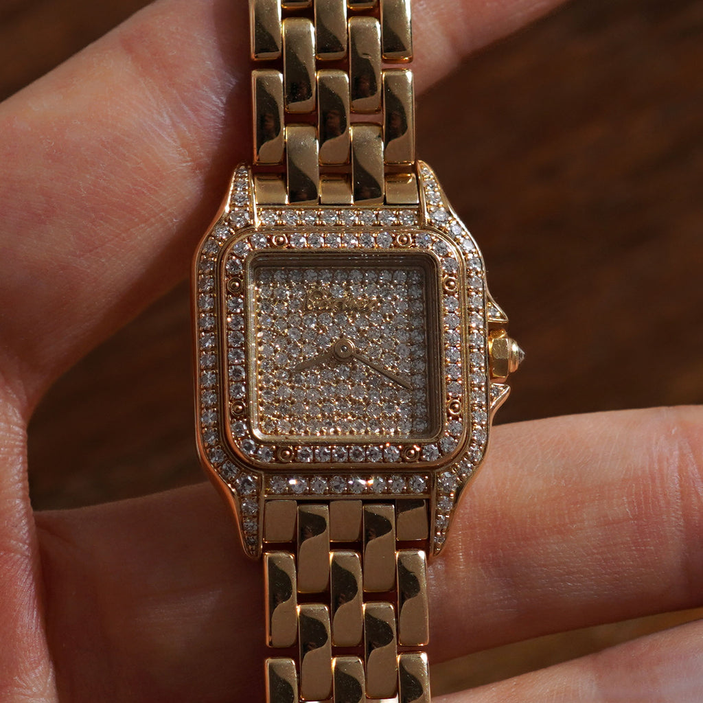 Cartier Panthère, Diamond dial and diamond bezel, Ref. WF3078B9, Yellow Gold