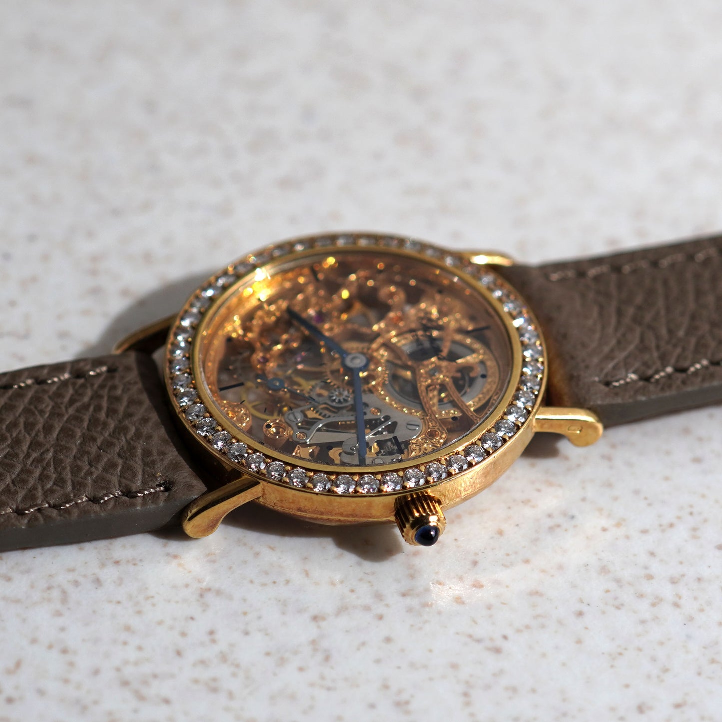 Chopard Skeleton Wristwatch, Diamond-set bezel, Yellow Gold