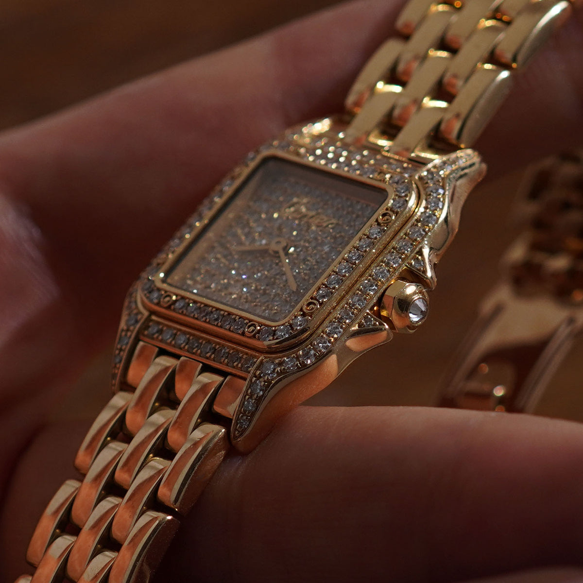 Cartier Panthère, Diamond dial and diamond bezel, Ref. WF3078B9, Yellow Gold