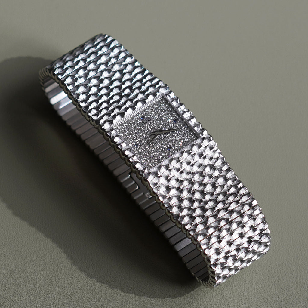Piaget Emperador, Factory-Set Diamond Dial with Blue Sapphires, Ref. 9131C520, White Gold