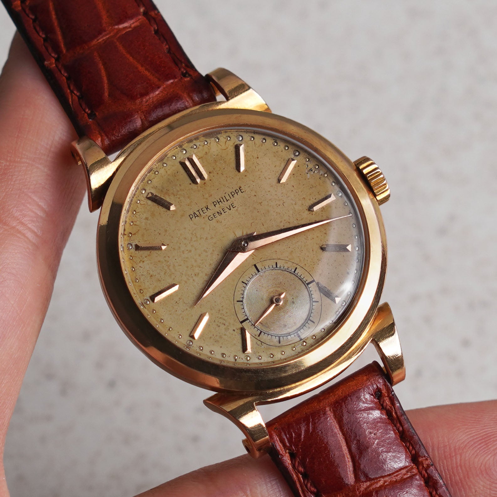 Patek Philippe Ref. 1491, "Riccio" Scroll Lugs, Pink Gold