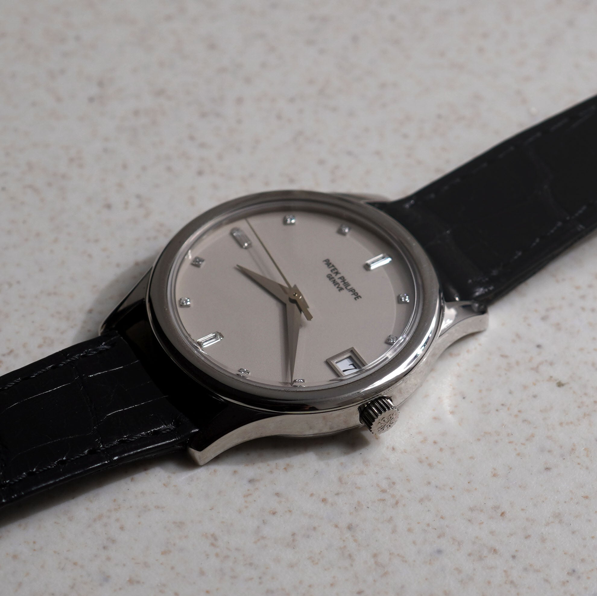 Patek Philippe Calatrava, Ivory dial, Diamond markers, Ref. 3998P, Platinum
