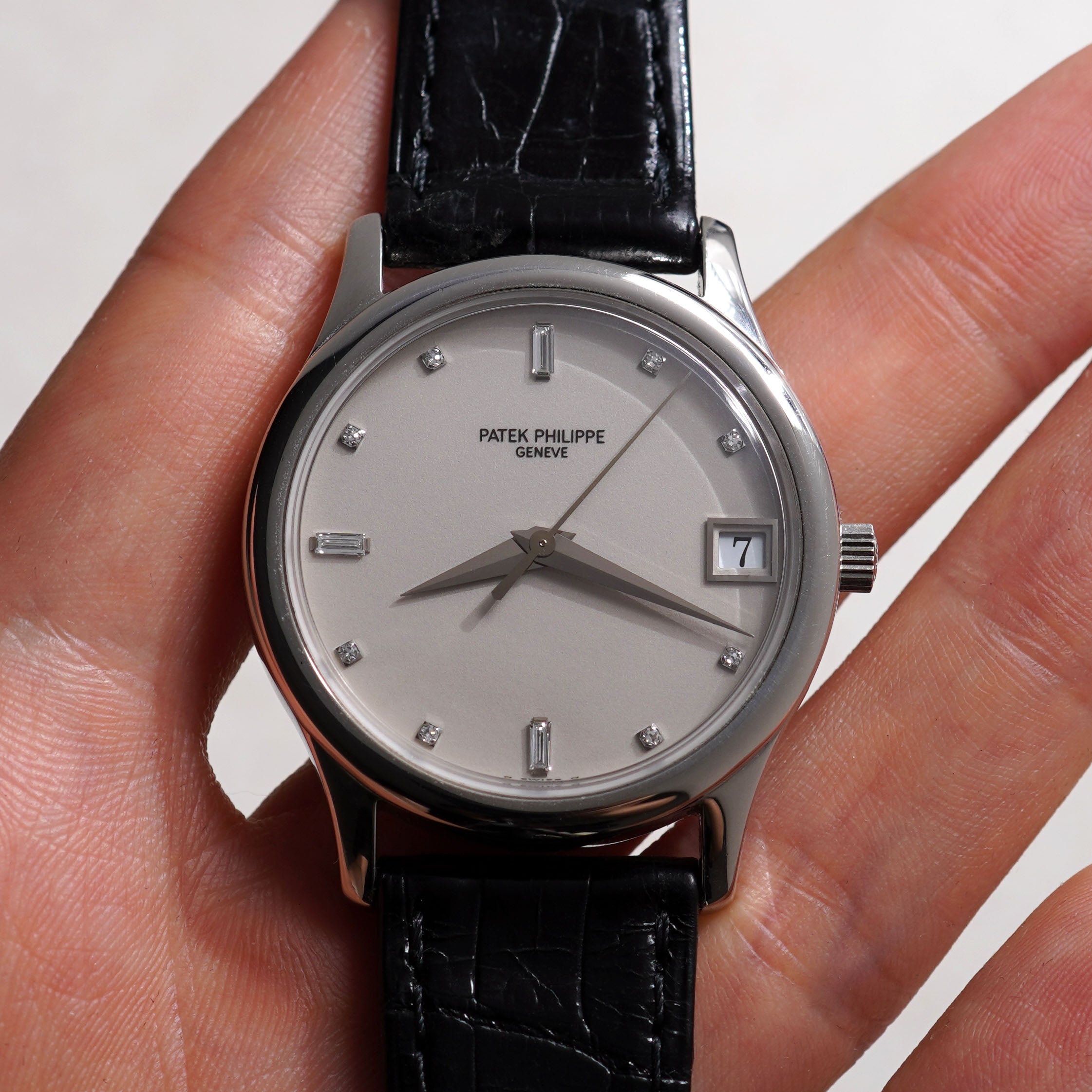 Patek Philippe Calatrava, Ivory dial, Diamond markers, Ref. 3998P, Platinum