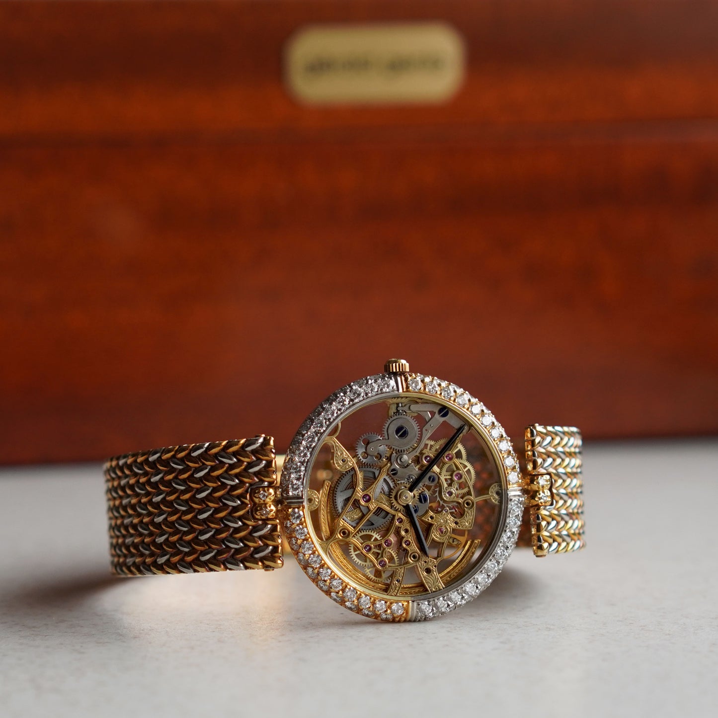 Gerald Genta Squalette Bracelet Watch, Factory-set Diamonds, Skeletonised Dial, Yellow and White Gold