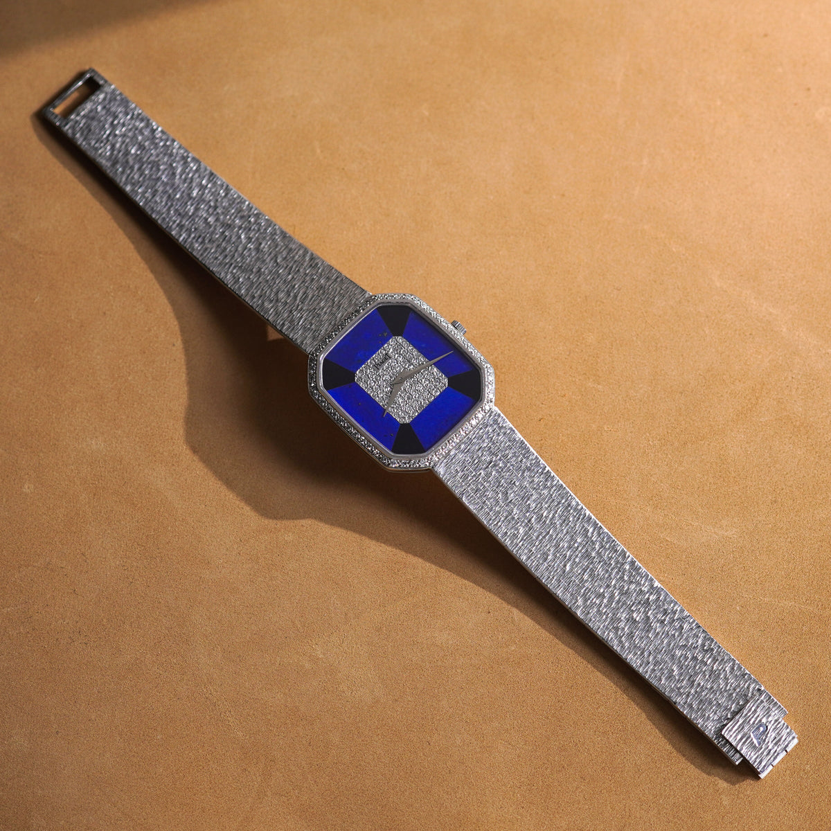 Piaget Octagonal Bracelet Watch, Ref. 9795 A6, Onyx and Lapis Lazuli dial, Factory diamonds, White Gold