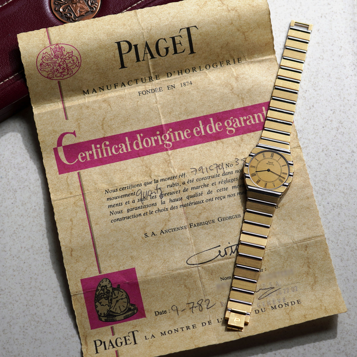 Piaget Two-tone Polo, Roman Numerals Dial, Ref. 791C701, Yellow and White Gold