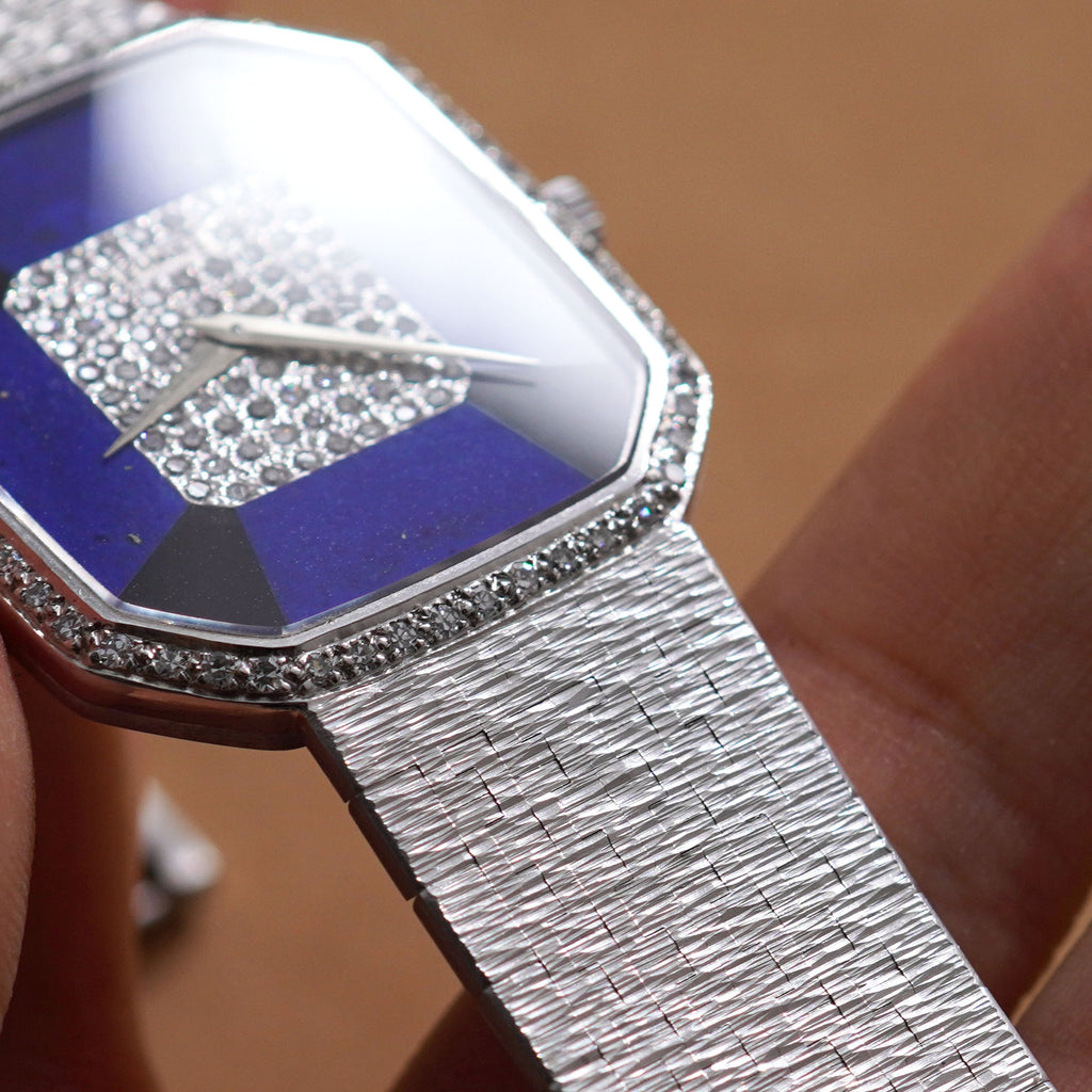 Piaget Octagonal Bracelet Watch, Ref. 9795 A6, Onyx and Lapis Lazuli dial, Factory diamonds, White Gold