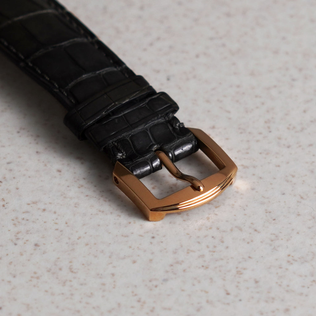 Daniel Roth Double Ellipse GMT, Grey “Pinstripe” Guilloché dial, Ref. N238, Rose Gold
