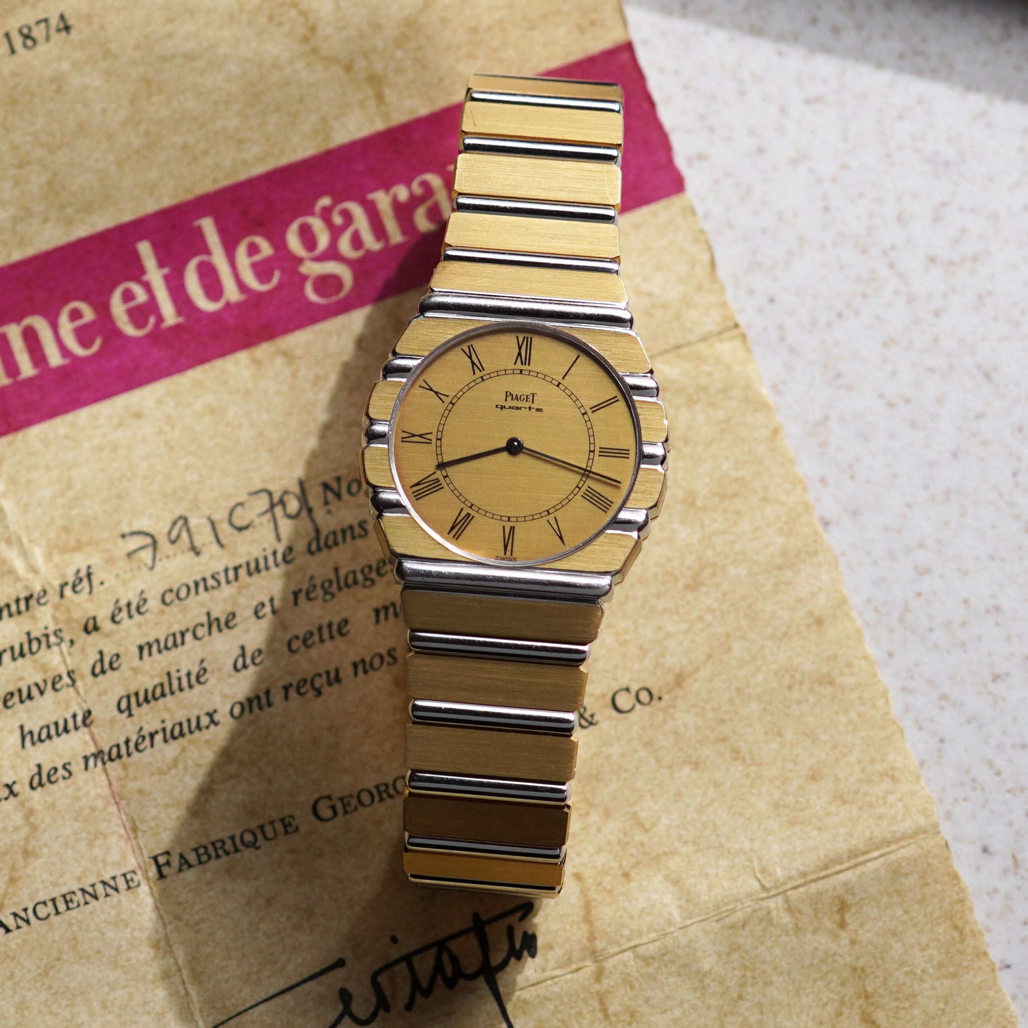 Piaget Two-tone Polo, Roman Numerals Dial, Ref. 791C701, Yellow and White Gold