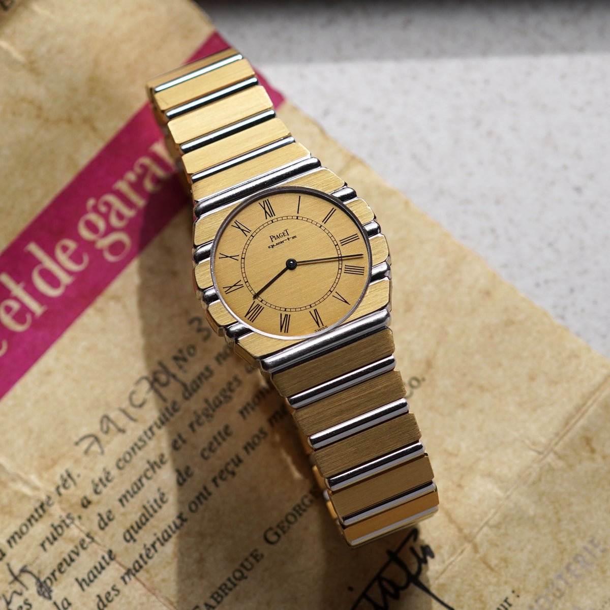 Piaget Two-tone Polo, Roman Numerals Dial, Ref. 791C701, Yellow and White Gold