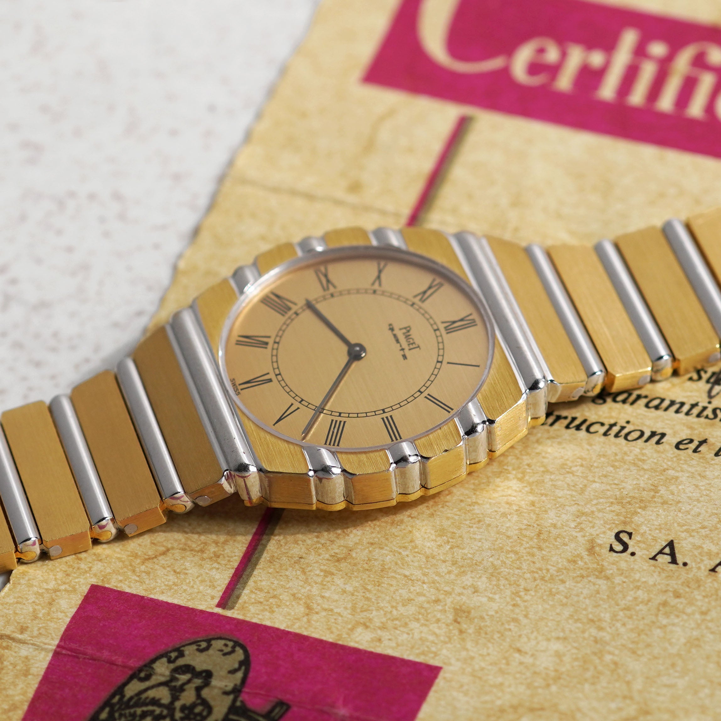 Piaget Two-tone Polo, Roman Numerals Dial, Ref. 791C701, Yellow and White Gold