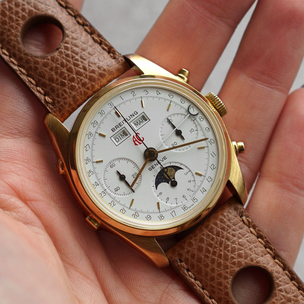 Breitling Triple Calendar Moonphase Chronograph, AC Cars, Yellow Gold