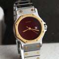 Cartier Santos Octagon LM Rare Burgundy Dial, Ref. 2966, Steel and Gold