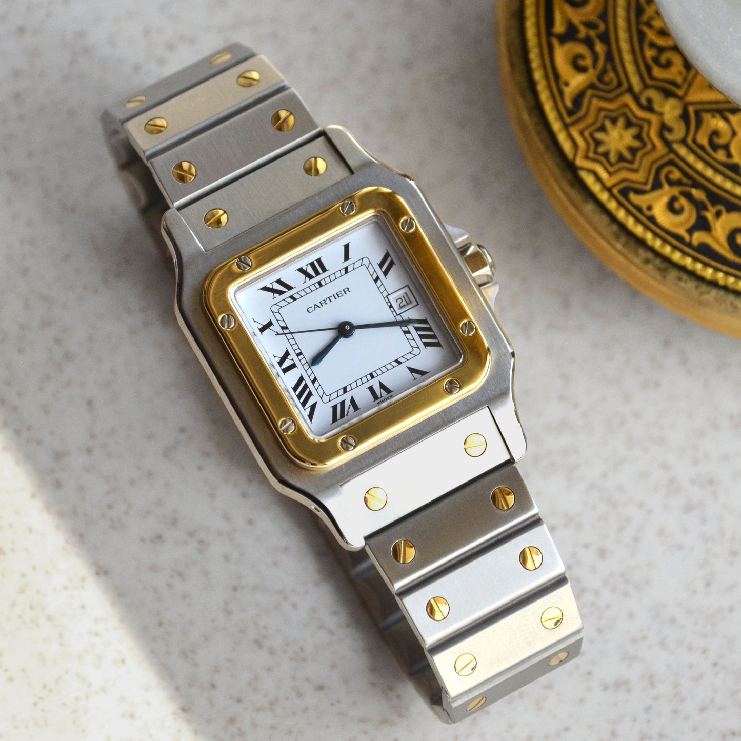 Cartier Santos Carrée, Steel & Yellow Gold