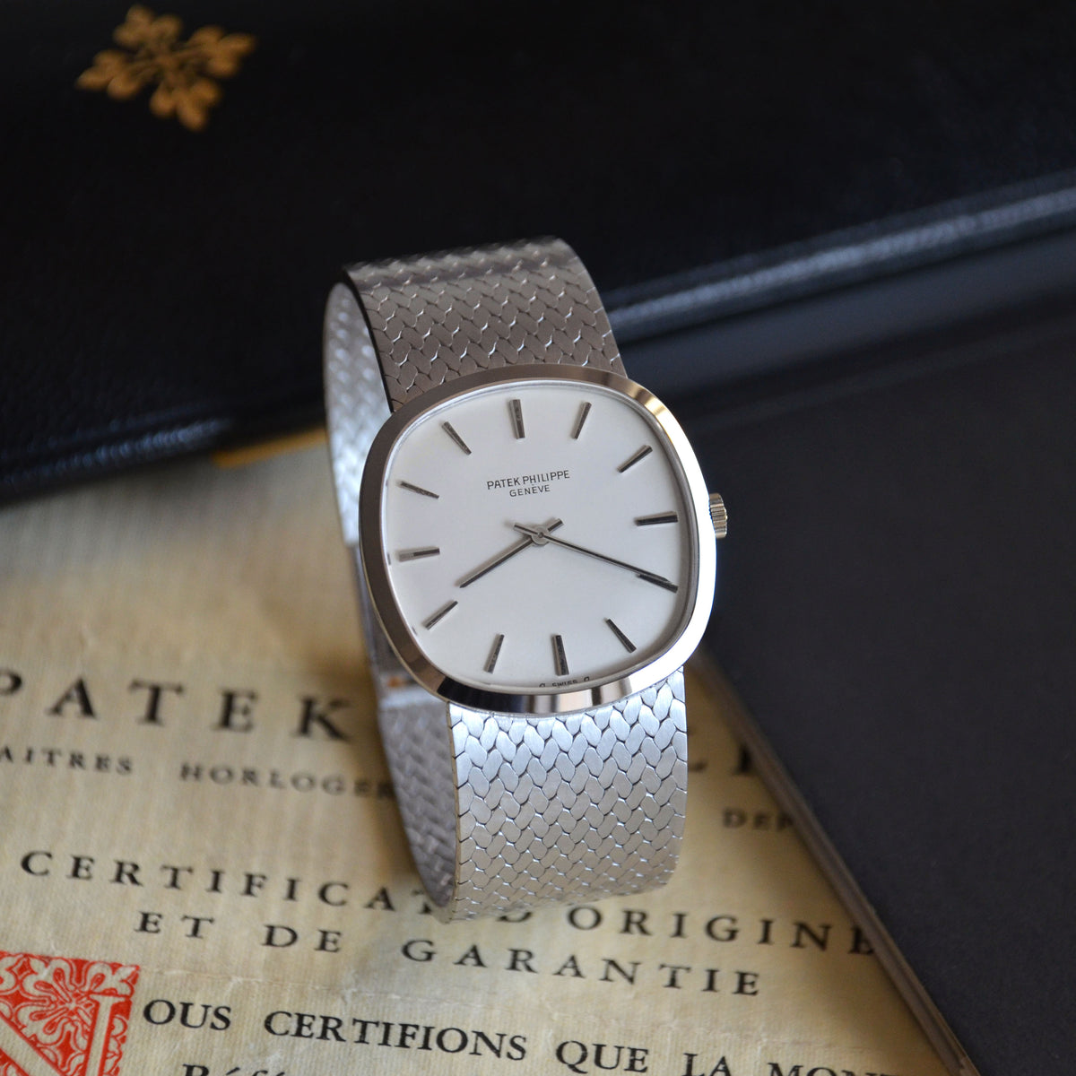 Patek Philippe Calatrava Cushion Shaped Bracelet Watch, Ref. 3544/1, White Gold