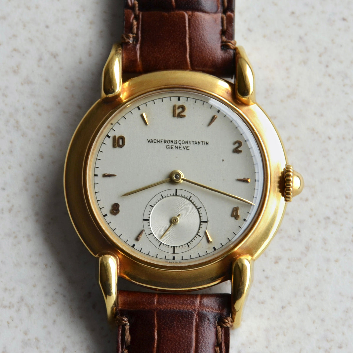 Vacheron Constantin 1940s Manual Wind Wristwatch with Cow Horn Lugs, Ref. 4361, Pink Gold