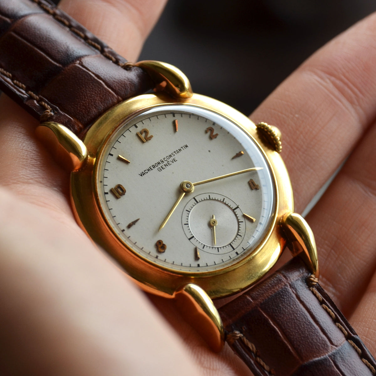 Vacheron Constantin 1940s Manual Wind Wristwatch with Cow Horn Lugs, Ref. 4361, Pink Gold