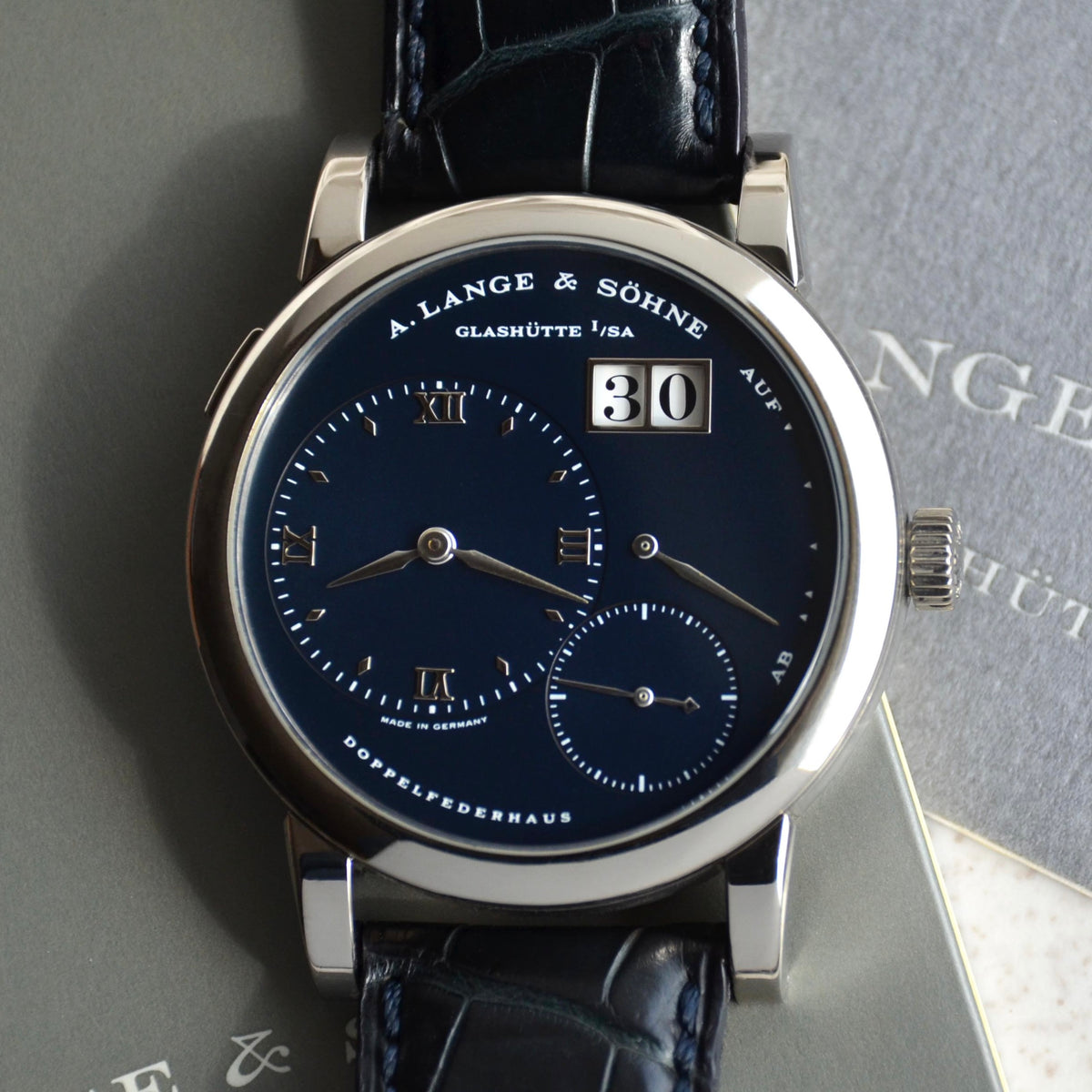 A. Lange & Sohne Lange 1 Blue Dial, Ref. 101.027, White Gold