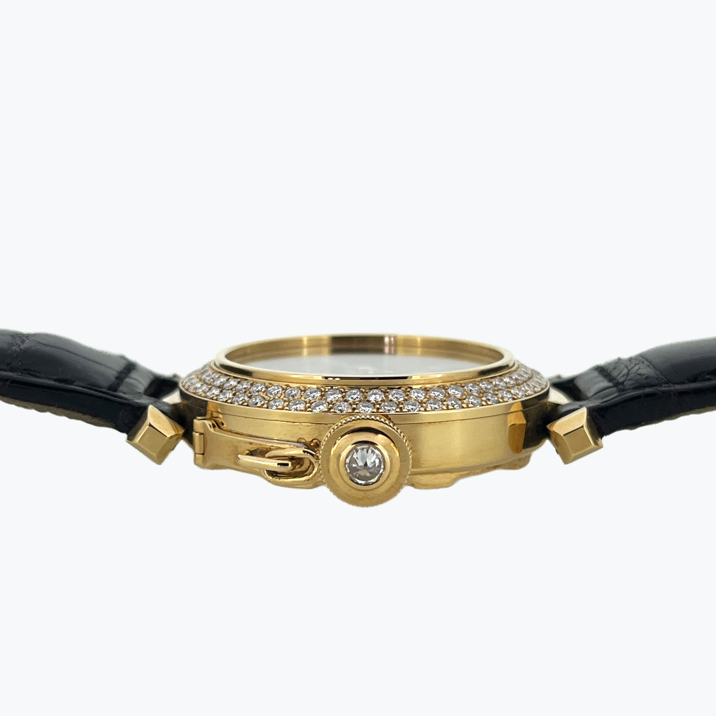 Cartier Limited Pasha with Cloisonné Enamel Dial Phoenix Motif, Ref. 2469, Yellow Gold and Diamonds