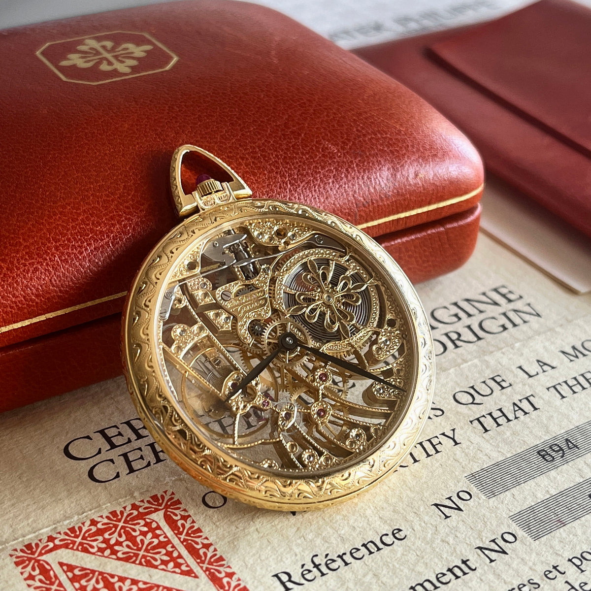 Patek Philippe Rare Skeletonised Pocket Watch, Ref. 894, Yellow Gold
