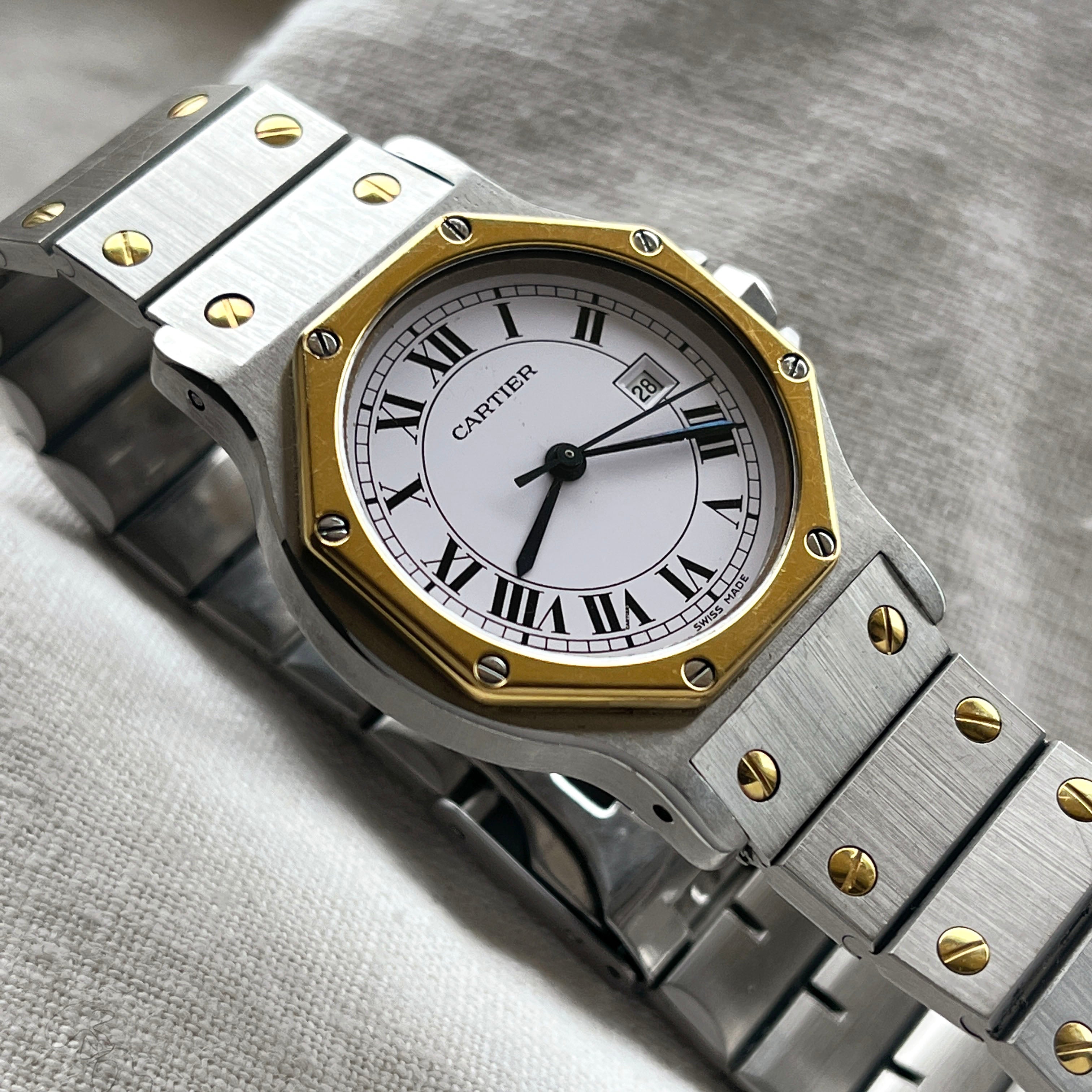 Cartier Santos Octagon Automatic Steel and Yellow Gold