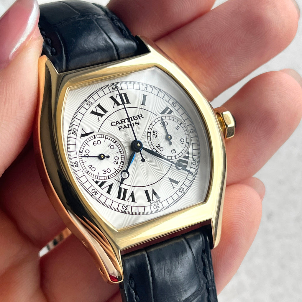 Cartier CPCP Tortue Monopoussoir Chronograph, Ref. 2356, Yellow Gold