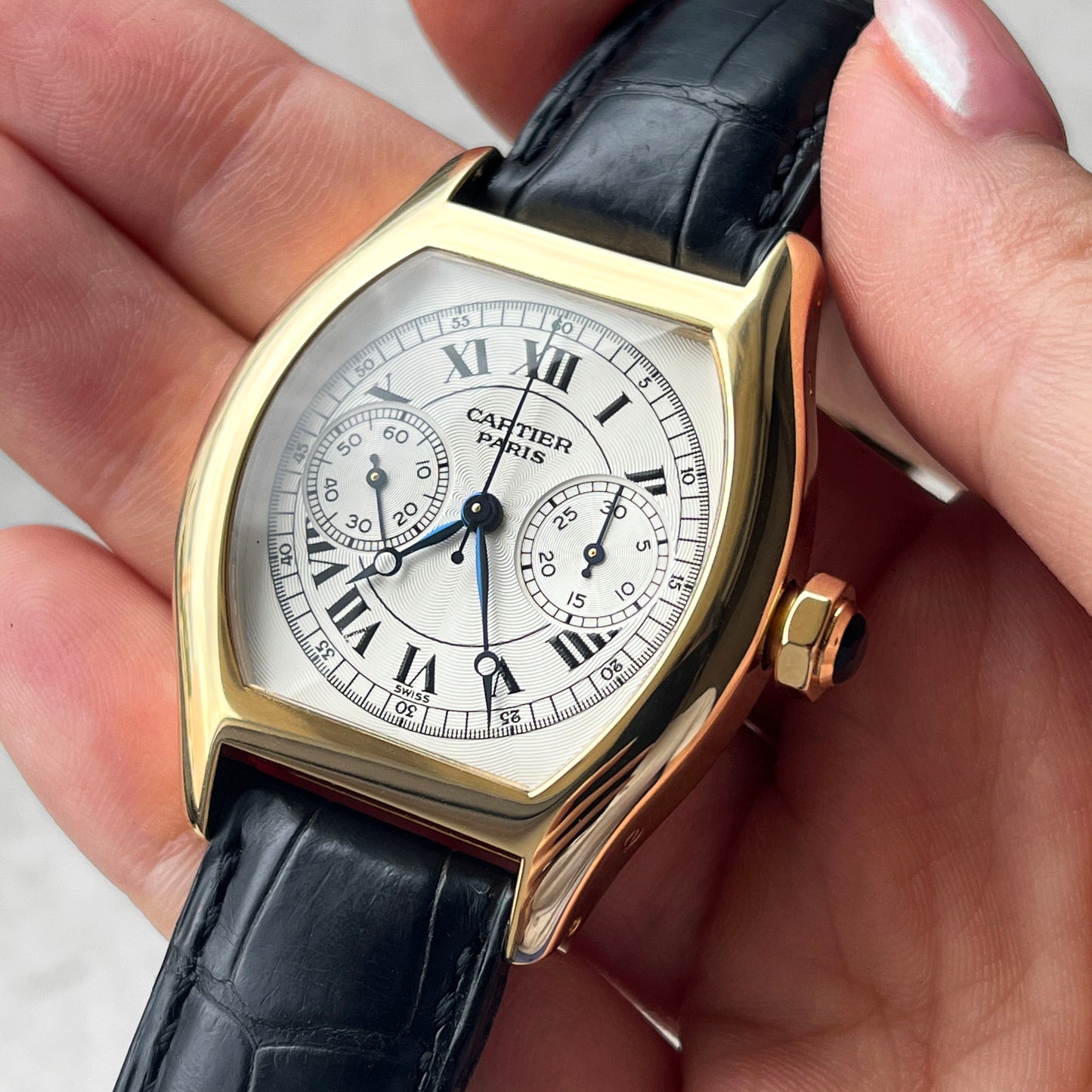 Cartier CPCP Tortue Monopoussoir Chronograph, Yellow Gold