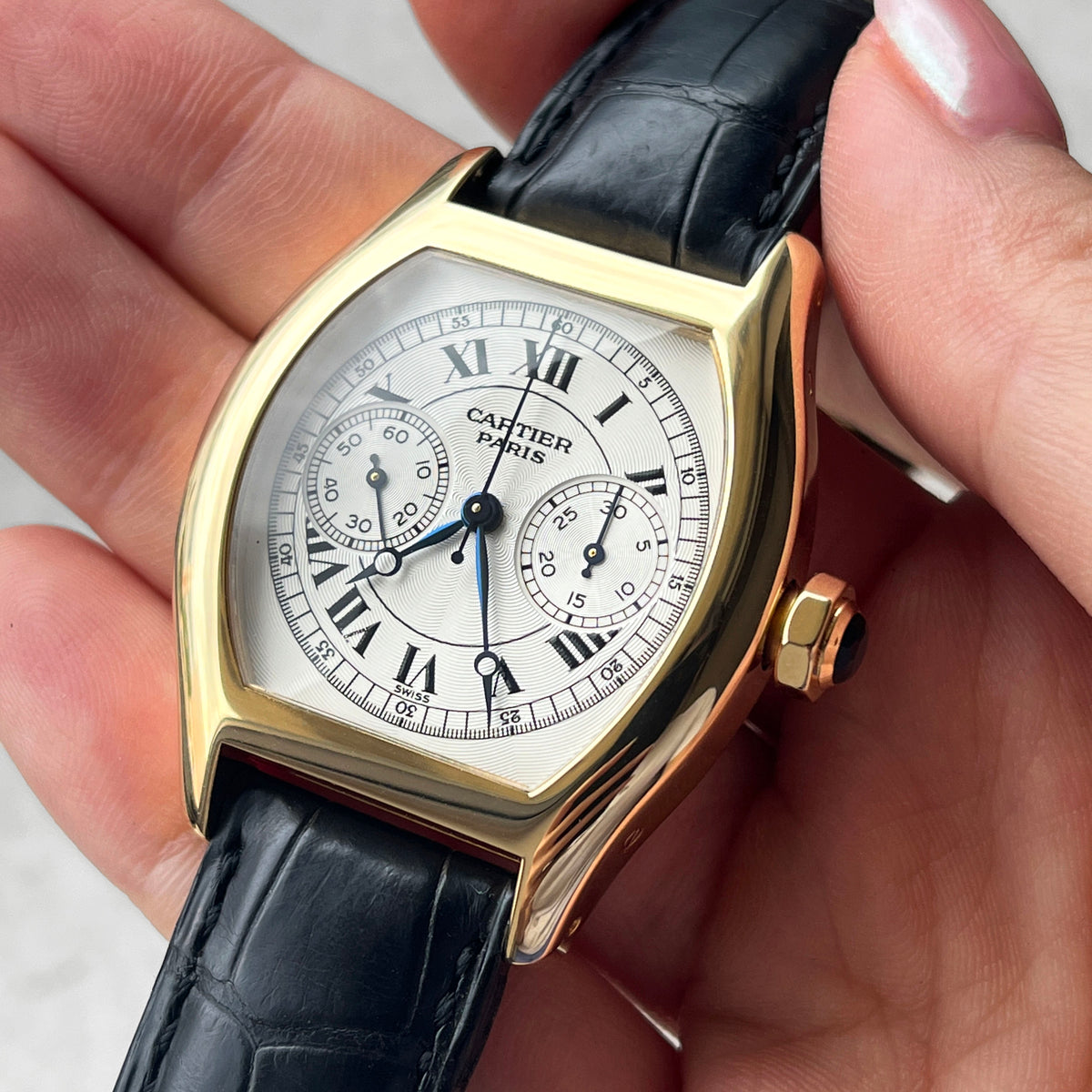 Cartier CPCP Tortue Monopoussoir Chronograph, Ref. 2356, Yellow Gold
