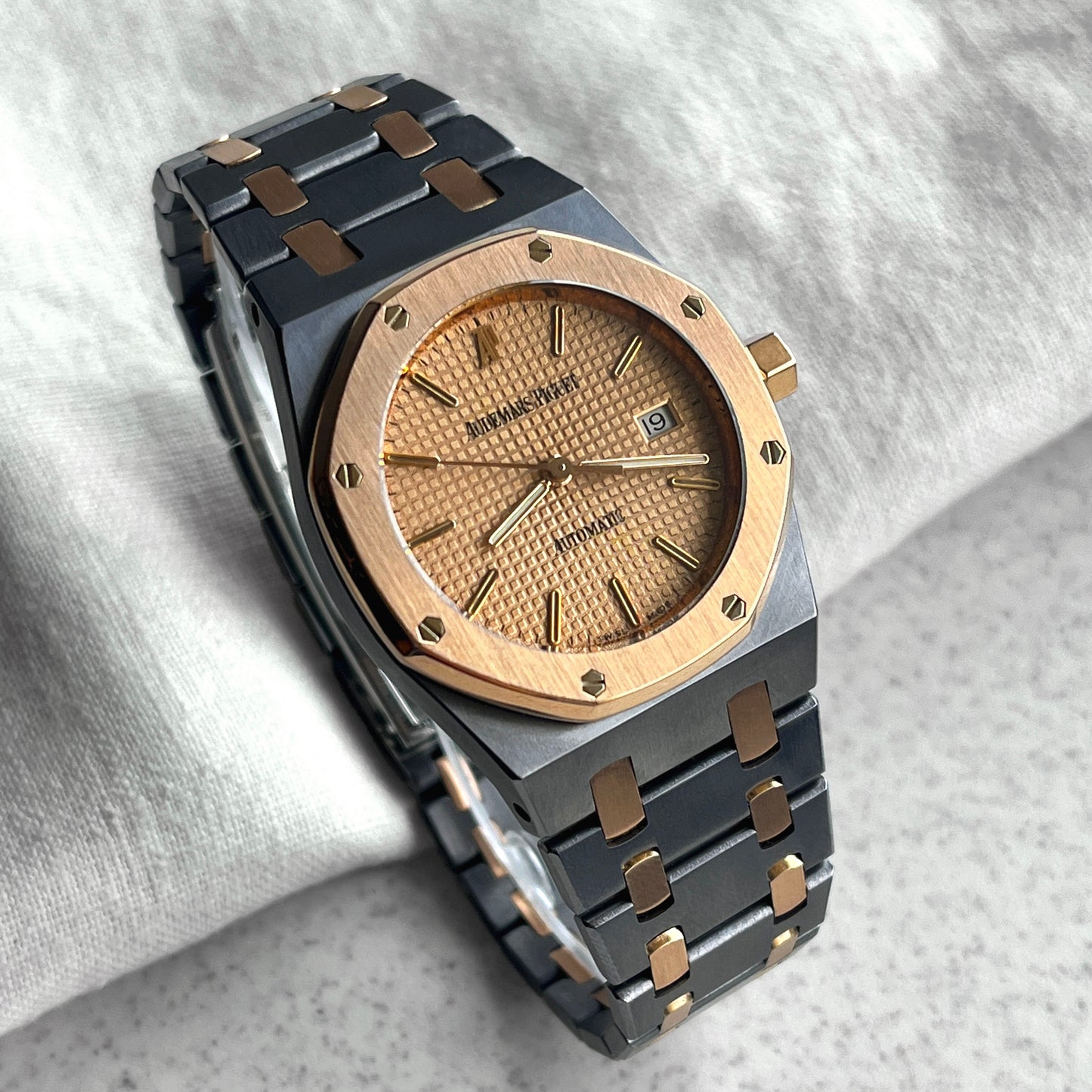 Audemars Piguet Royal Oak with Salmon Dial, Tantalum and Pink Gold