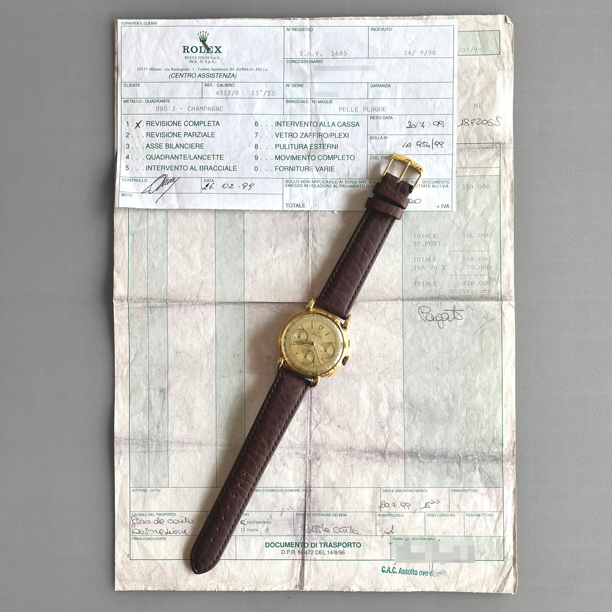 Rolex Three Registers Chronograph, Ref. 4313, Yellow Gold