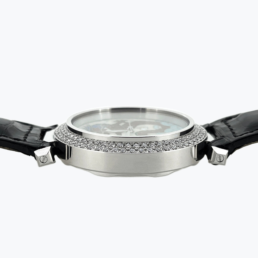 Cartier Limited Pasha Cloisonné Enamel Dial Dragon, White Gold and Diamonds