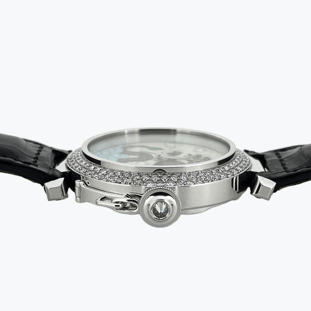 Cartier Limited Pasha Cloisonné Enamel Dial Dragon, White Gold and Diamonds