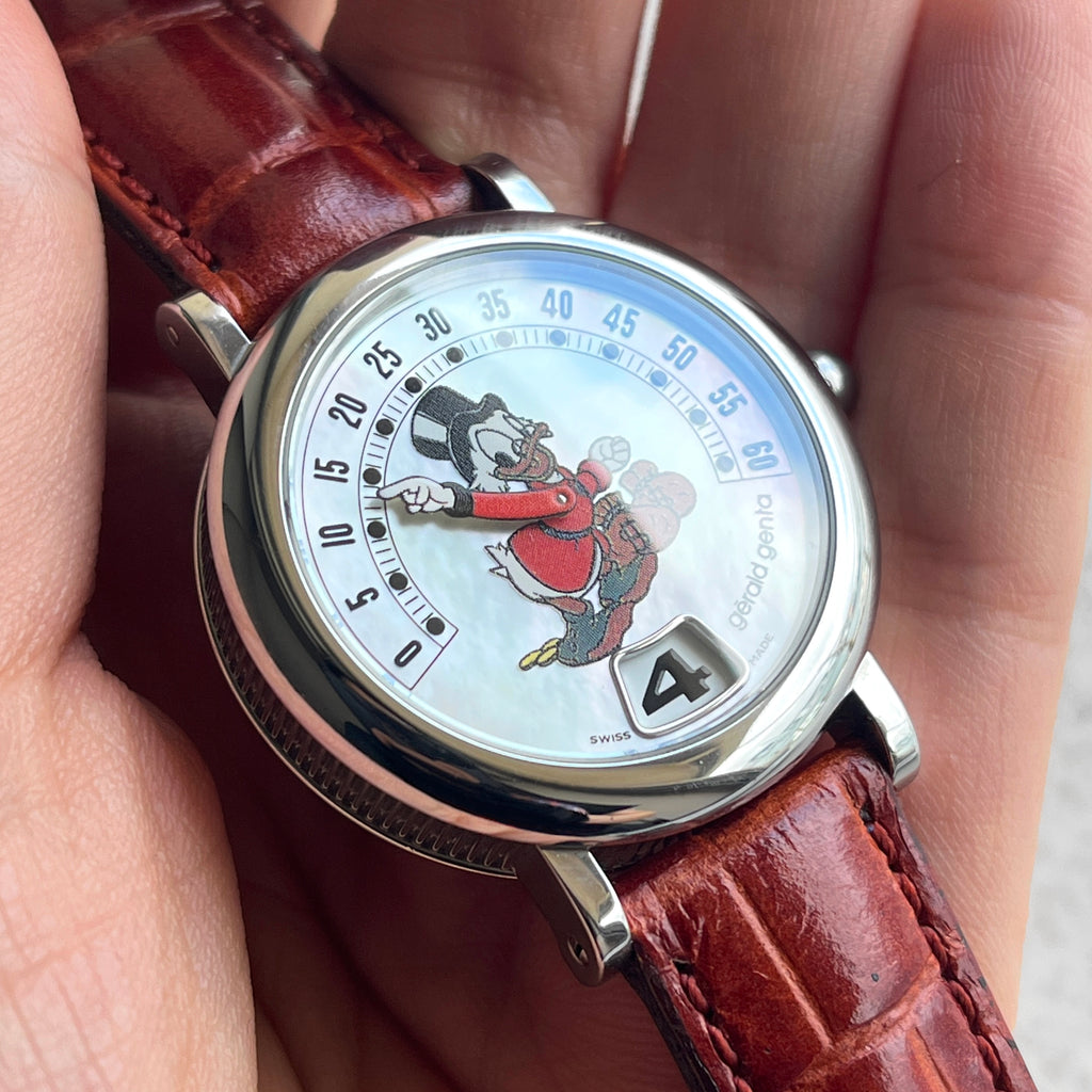 Gerald Genta Retro Fantasy Scrooge McDuck Retrograde Jumping Hour, MOP Dial, Ref. 3612, Steel