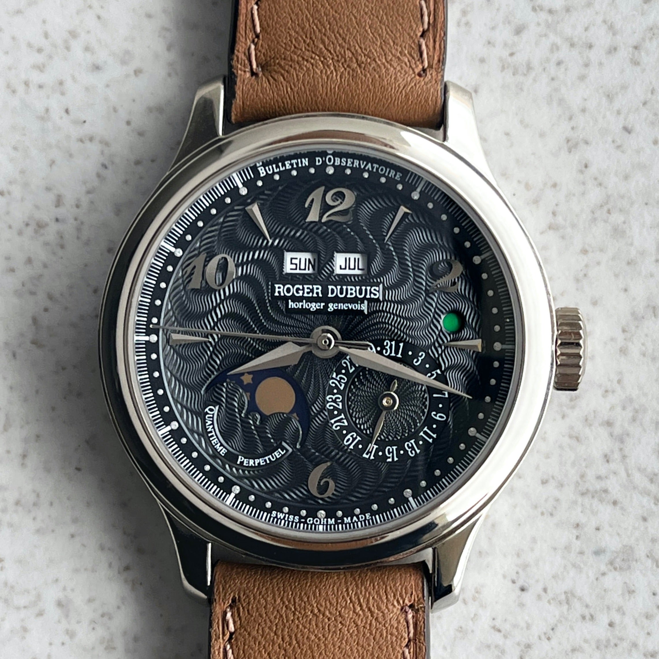 Roger Dubuis H37 Hommage Perpetual Calendar, Rare black guiloché dial, White Gold