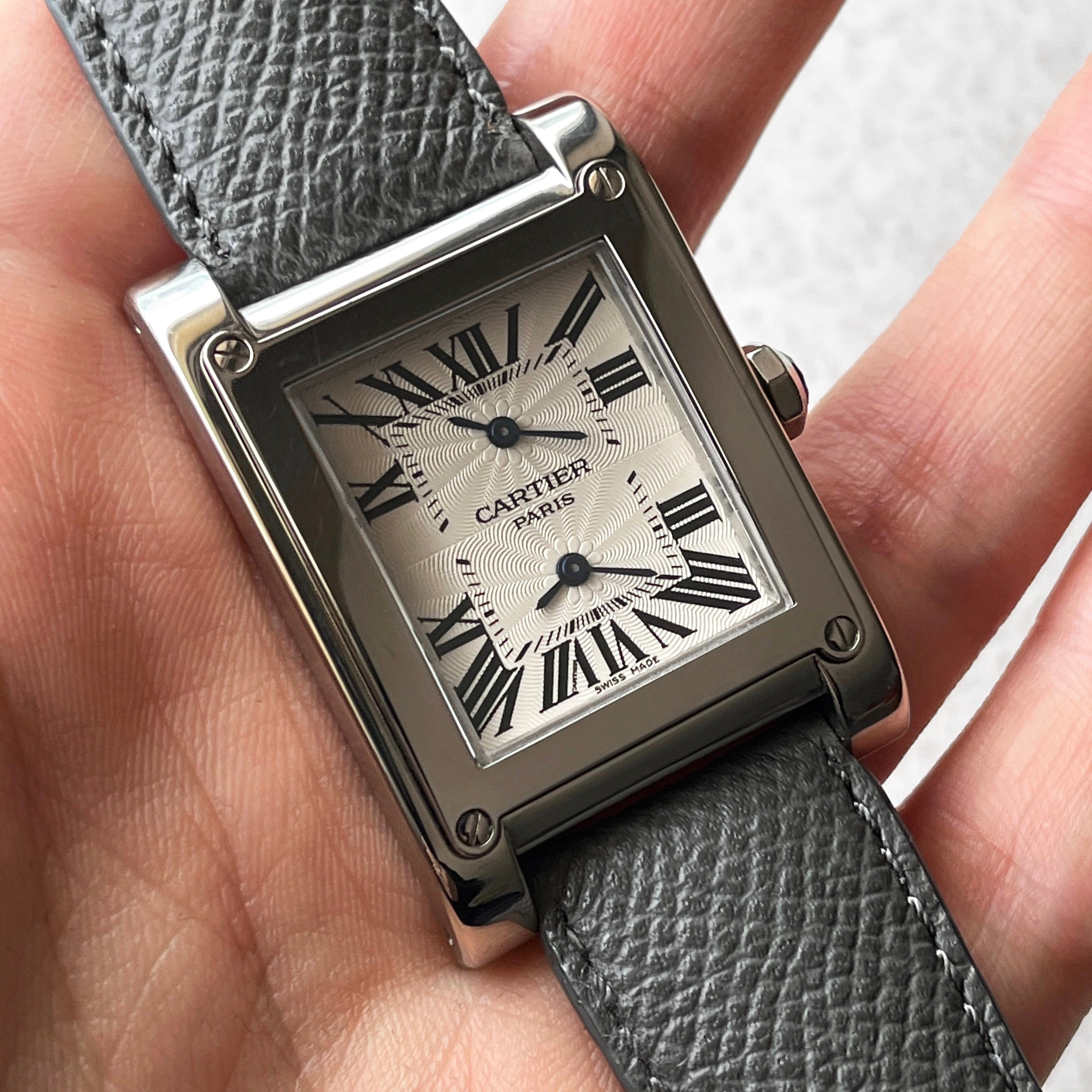 Cartier Tank A Vis Dual Time CPCP Ref. 2552 White Gold SWISS