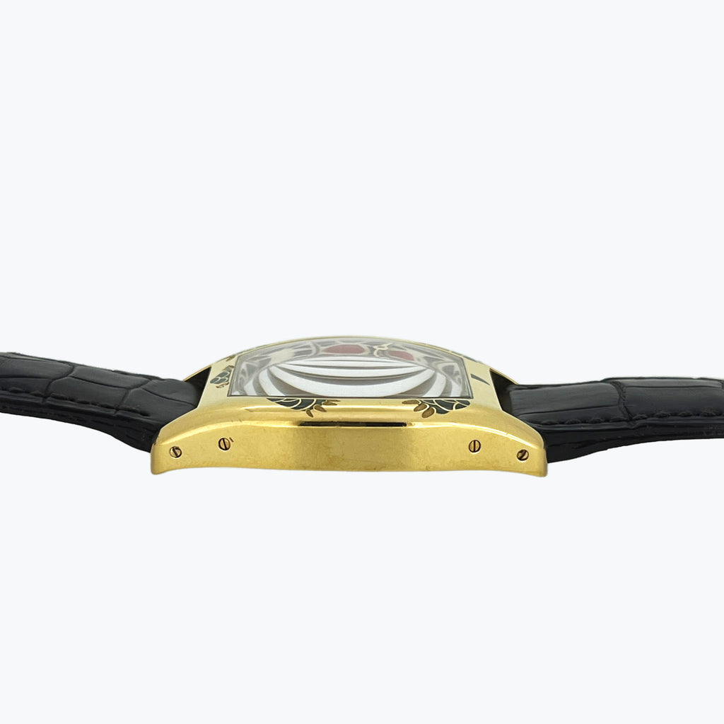 Cartier Tortue Watch with Champleve Enamel Turtle Motif, Ref. 2909, Limited edition 25 pieces, Yellow Gold