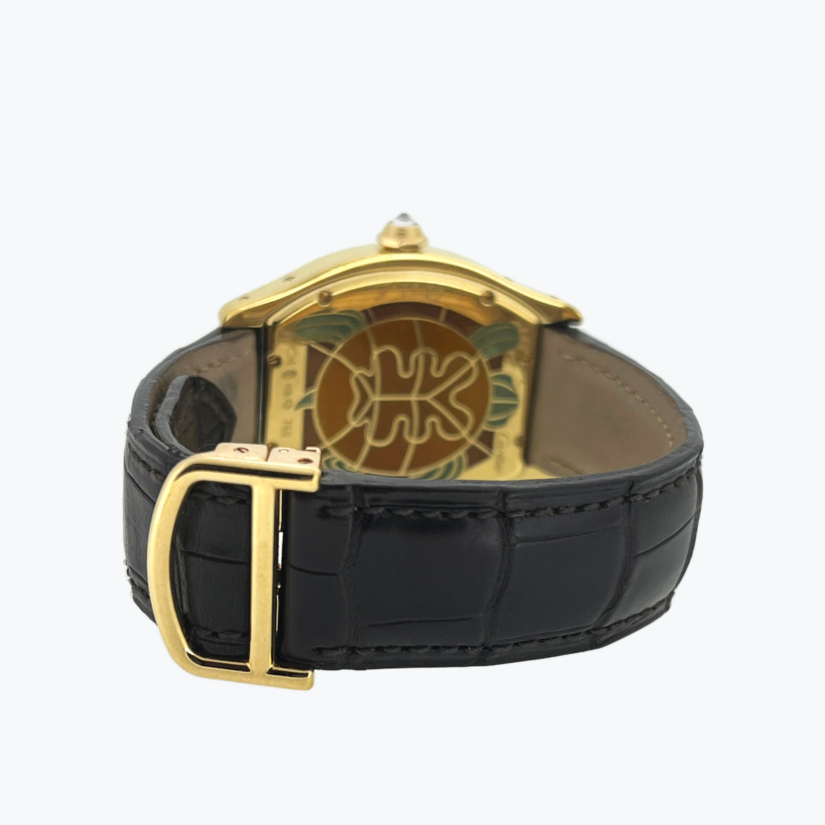 Cartier Tortue Watch with Champleve Enamel Turtle Motif, Ref. 2909, Limited edition 25 pieces, Yellow Gold