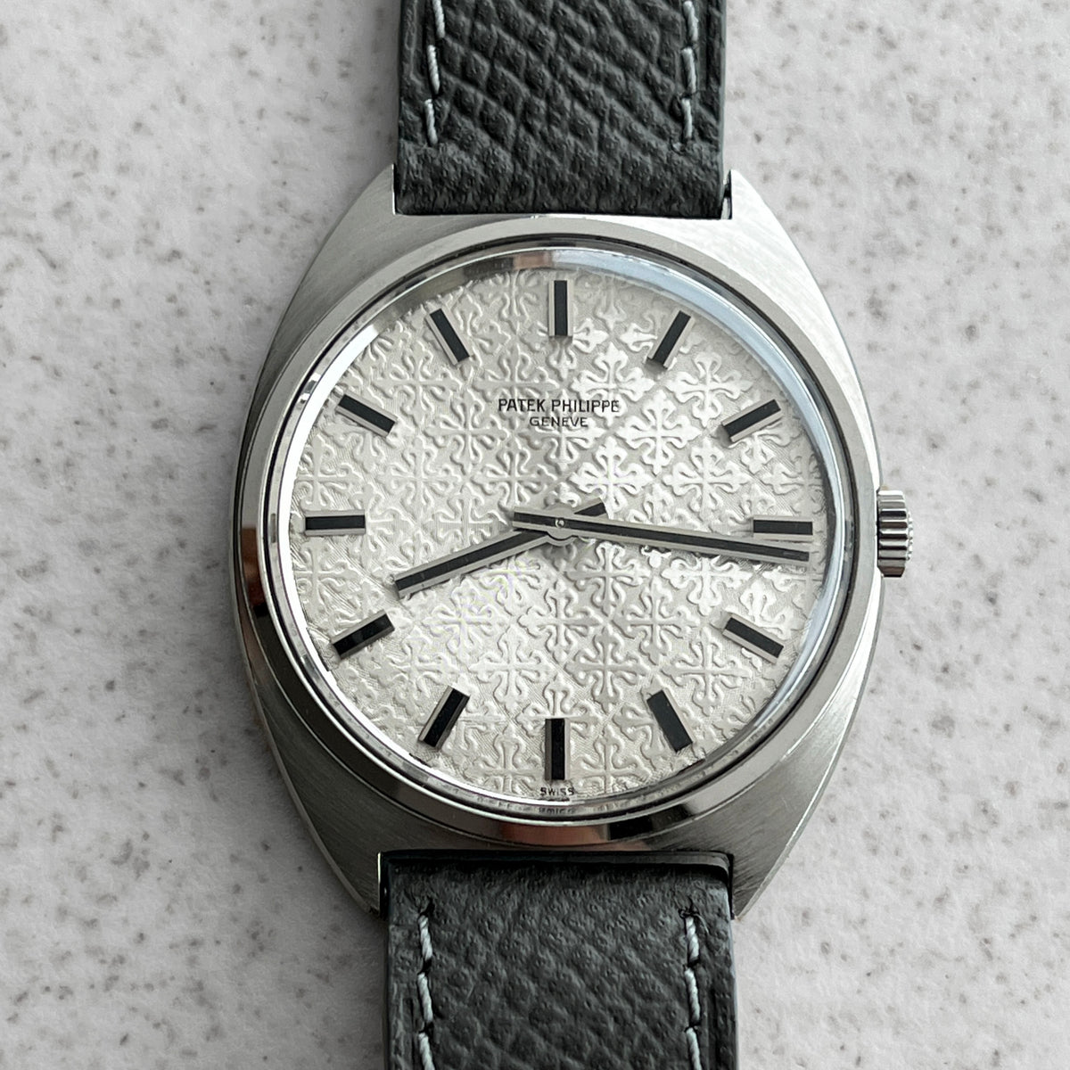Patek Philippe Tonneau Wristwatch, Calatrava Cross Dial, Ref. 3574, Steel
