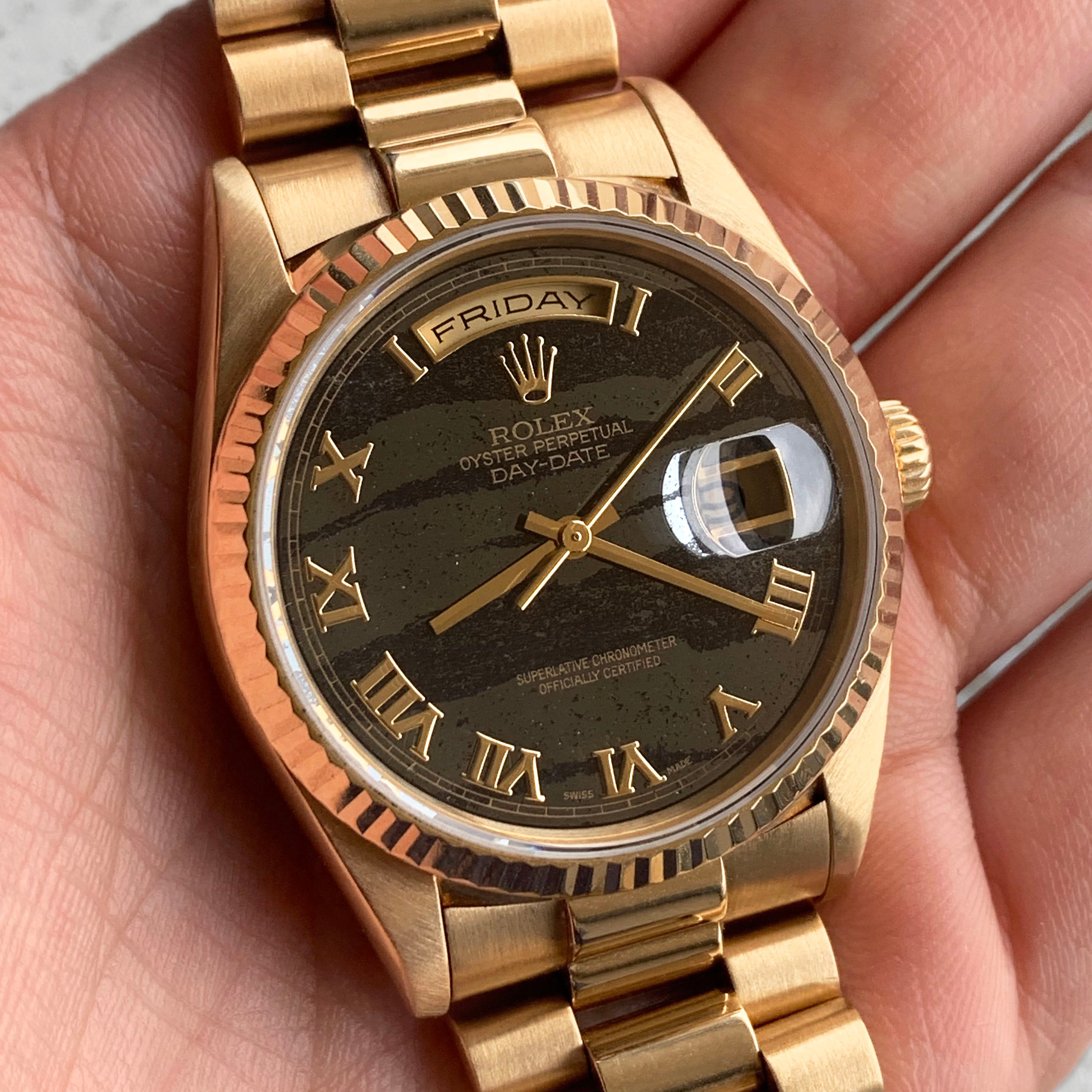 Rolex Rare Day-Date with Ferrite Stone Dial, Ref. 18238, Yellow Gold