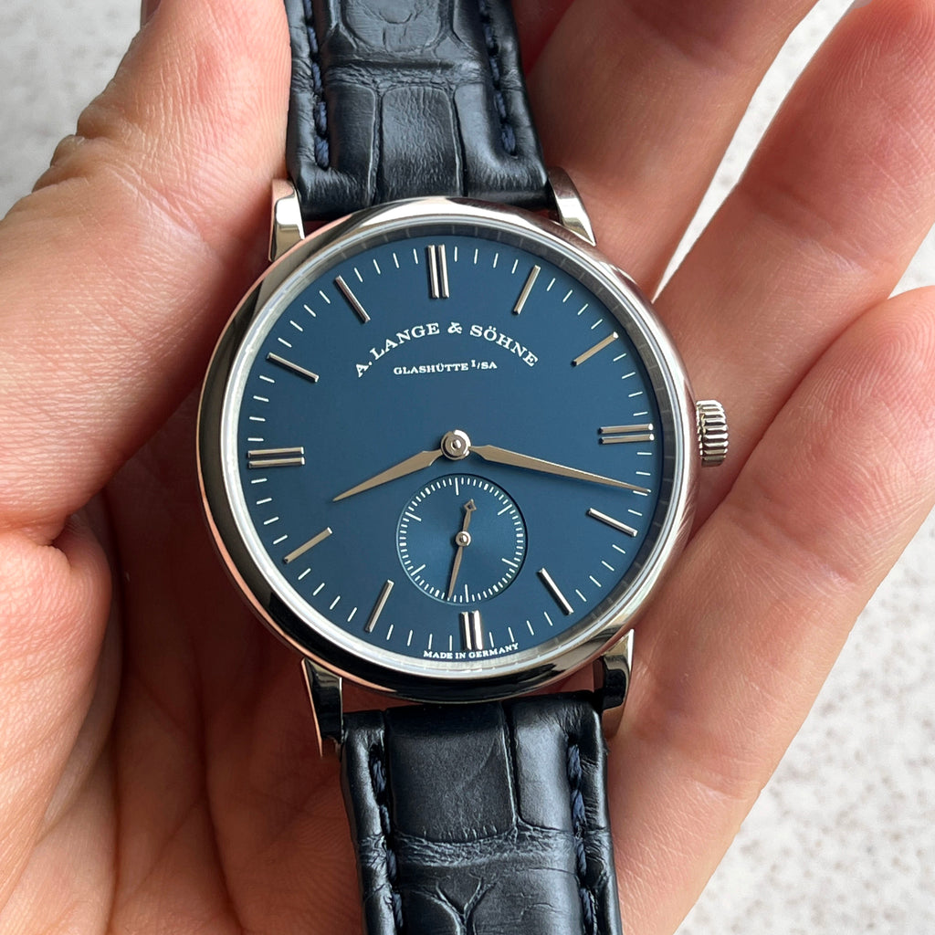 A. Lange & Sohne Saxonia Blue,  Ref. 219.028, White Gold