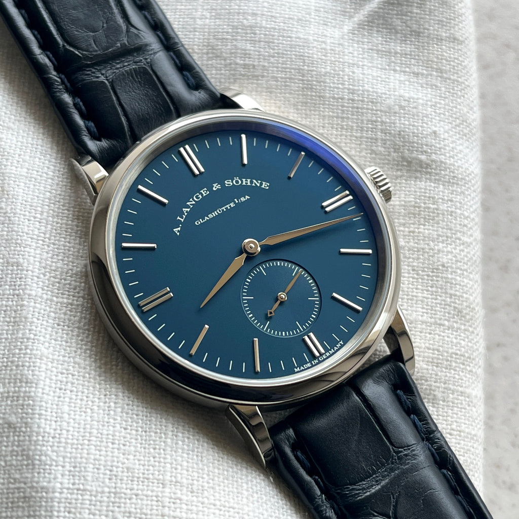 A. Lange & Sohne Saxonia Blue,  Ref. 219.028, White Gold